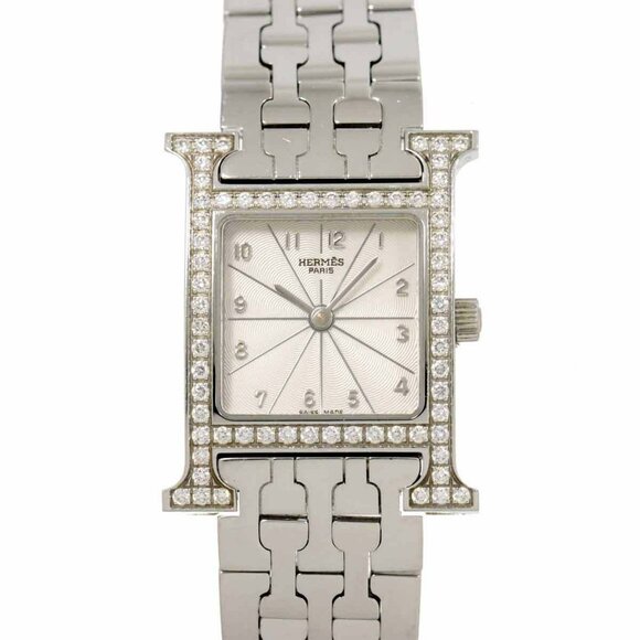HERMES H Watch HH1 230 Bezel Brace Diamond Silver Dial Ladies 90265823 - Picture 1 of 7